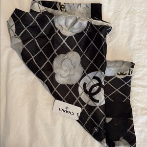 Chanel Monochrome Floral Scarf